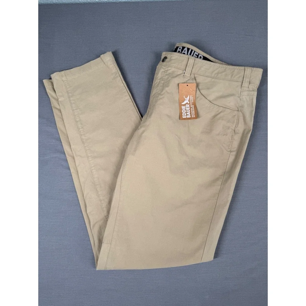 Eddie Bauer Voyager Flex  Slim Fit Slim Leg 40x36 Khaki Tan Twill Pant 5 Pkt NWT